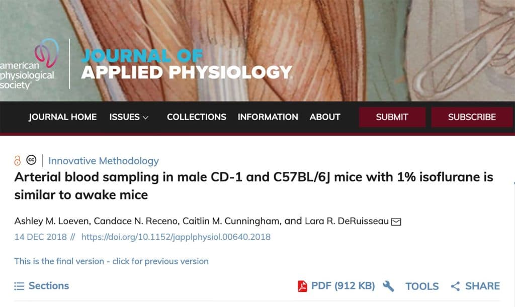 Journal of Applied Physiology – Scientific Paper – Arterial Blood Sampling