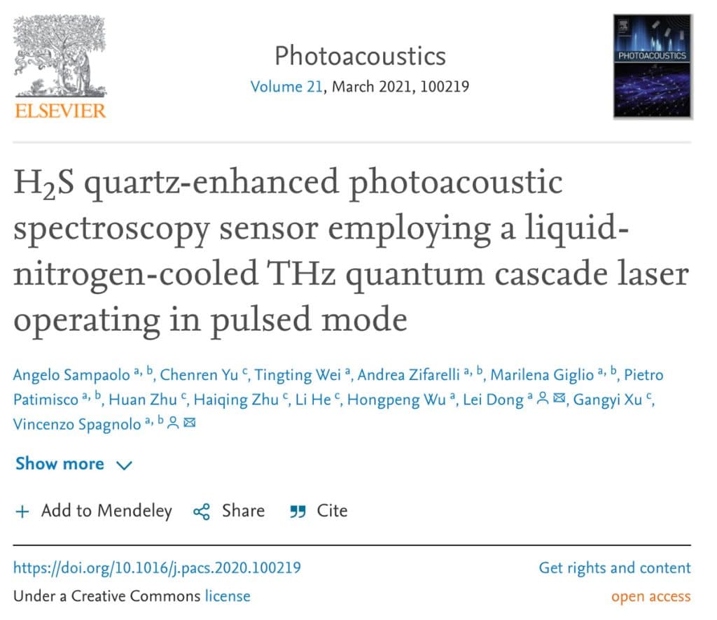 Elsevier – Scientific Paper – Photoacoustic Spectroscopy Sensor