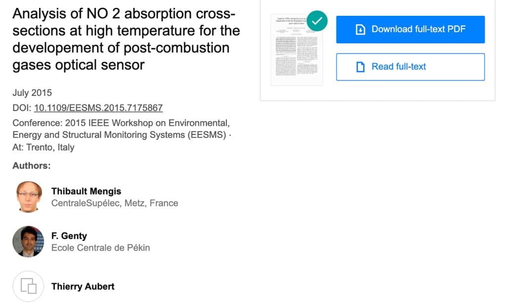 Research Gate – Scientific Paper – Gas Optical Sensor