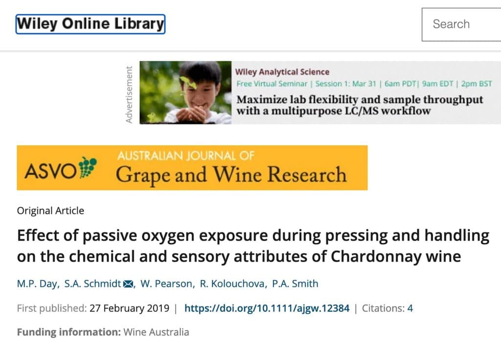 Wiley Online Library – Controlling Wine Oxygen Exposure