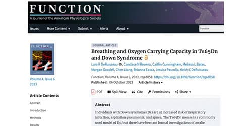Breathing and Oxygen Carrying Capacity in Ts65Dn and Down Syndrome